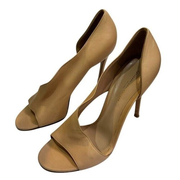 Gianvito Rossi Demi Leather Open Toe Heels Sandals Nude Size 10 (40 EU) - Picture 1 of 8